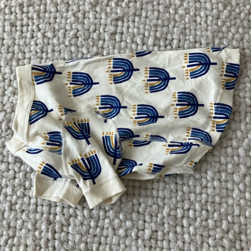 Hanna Andersson Holiday Hanukkah Menorah‎ Pet Dog Shirt PJ Sz Med Organic Cotton